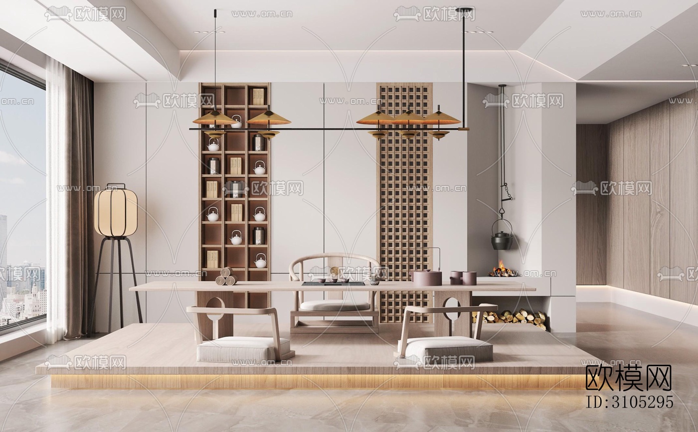 新中式茶室效果图下载（渲染图4）