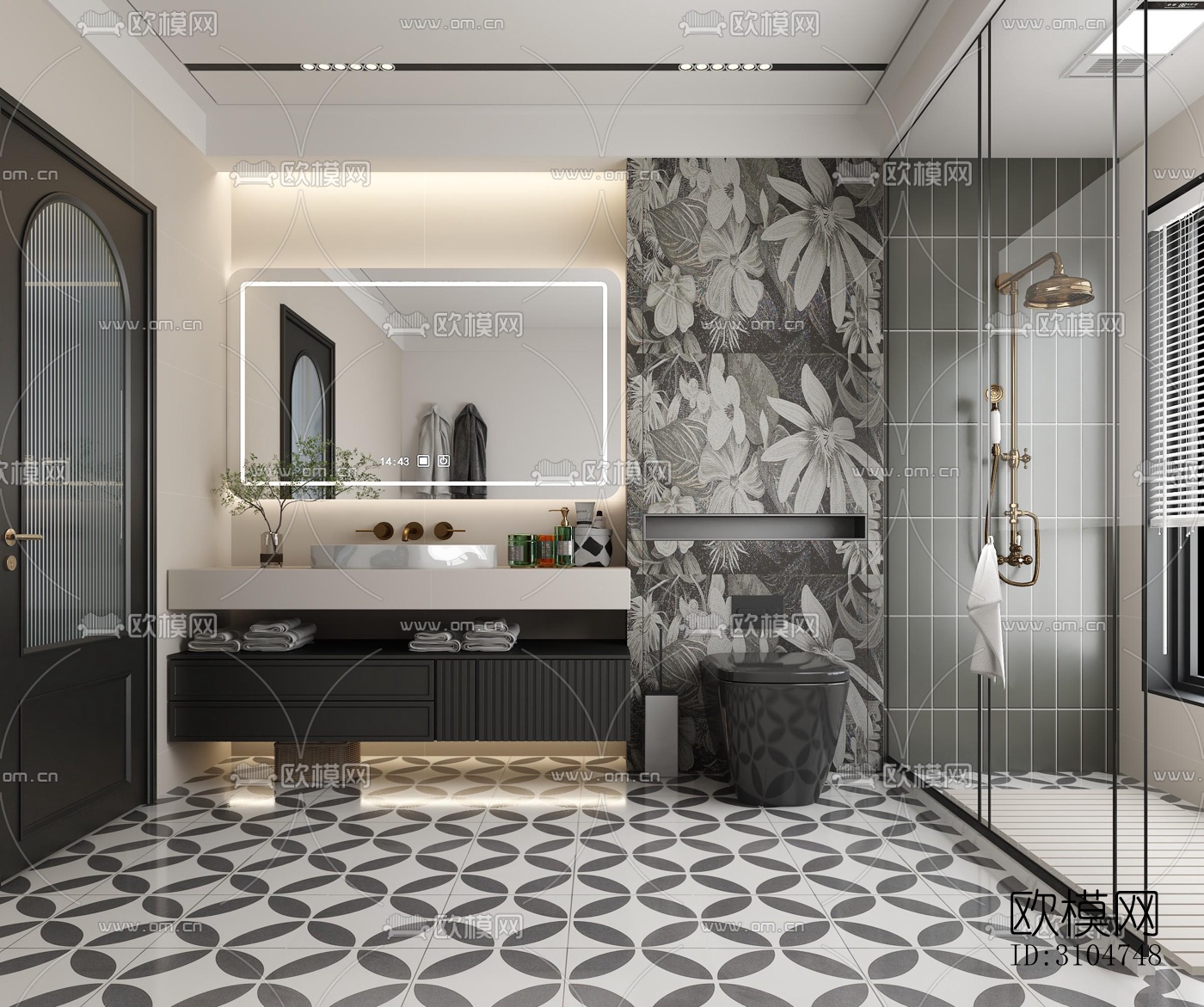 美式卫生间效果图下载（渲染图3）