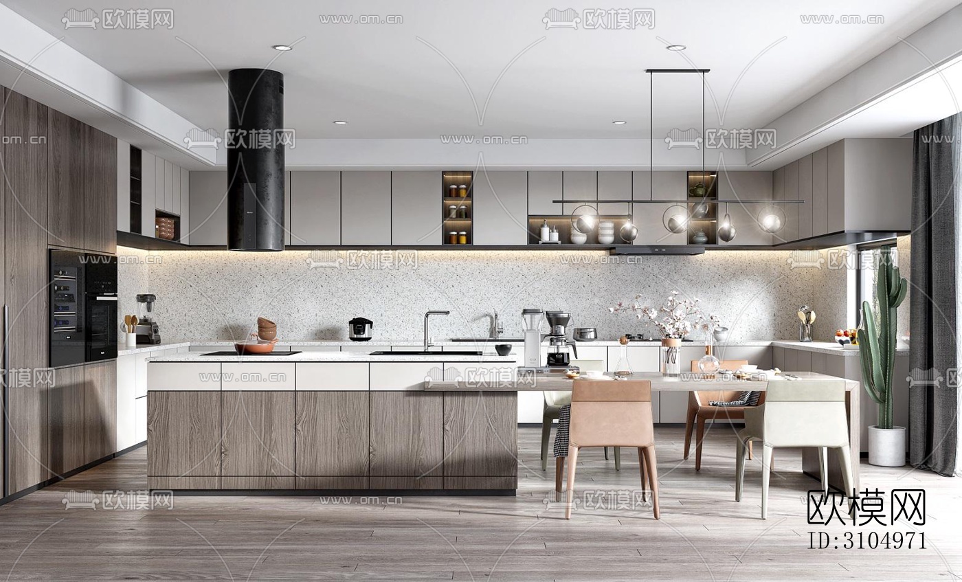 现代厨房效果图下载（渲染图2）