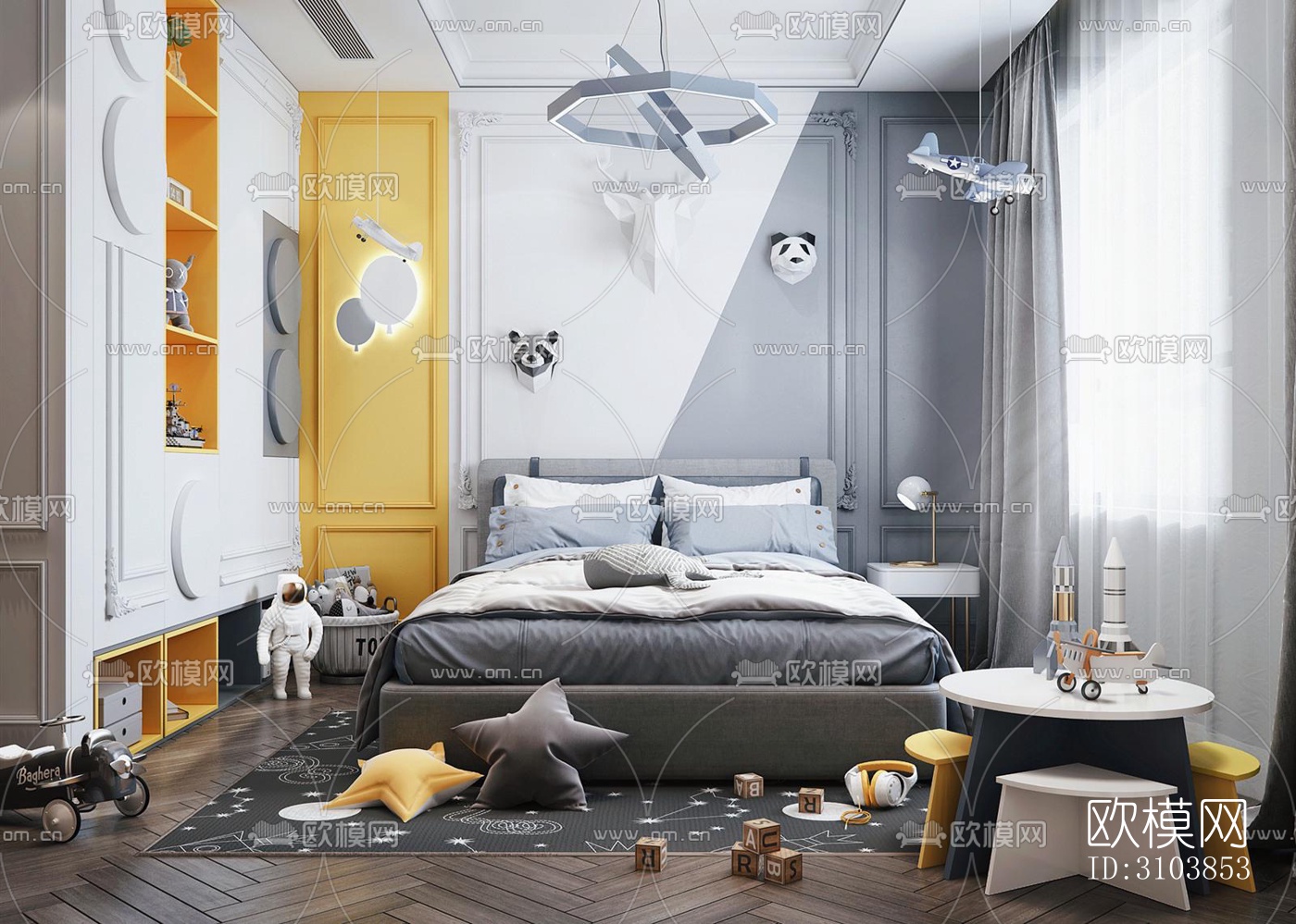 北欧儿童房效果图下载（渲染图5）