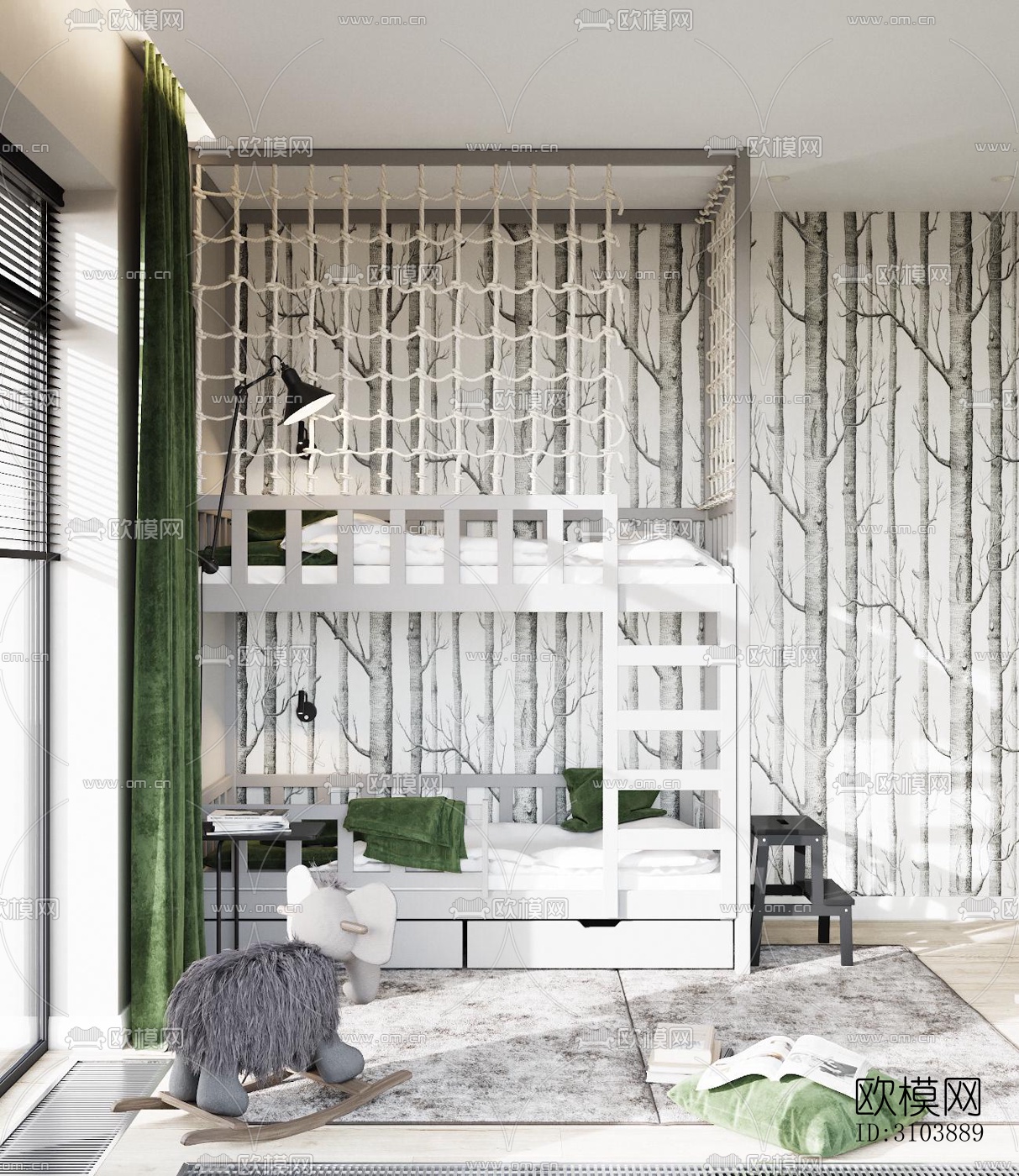 北欧儿童房效果图下载（渲染图3）