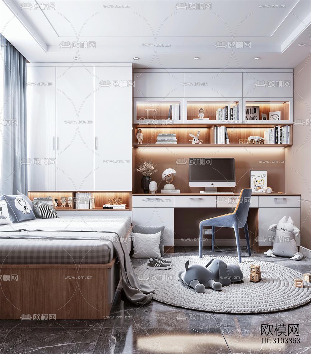 北欧儿童房效果图下载（渲染图3）