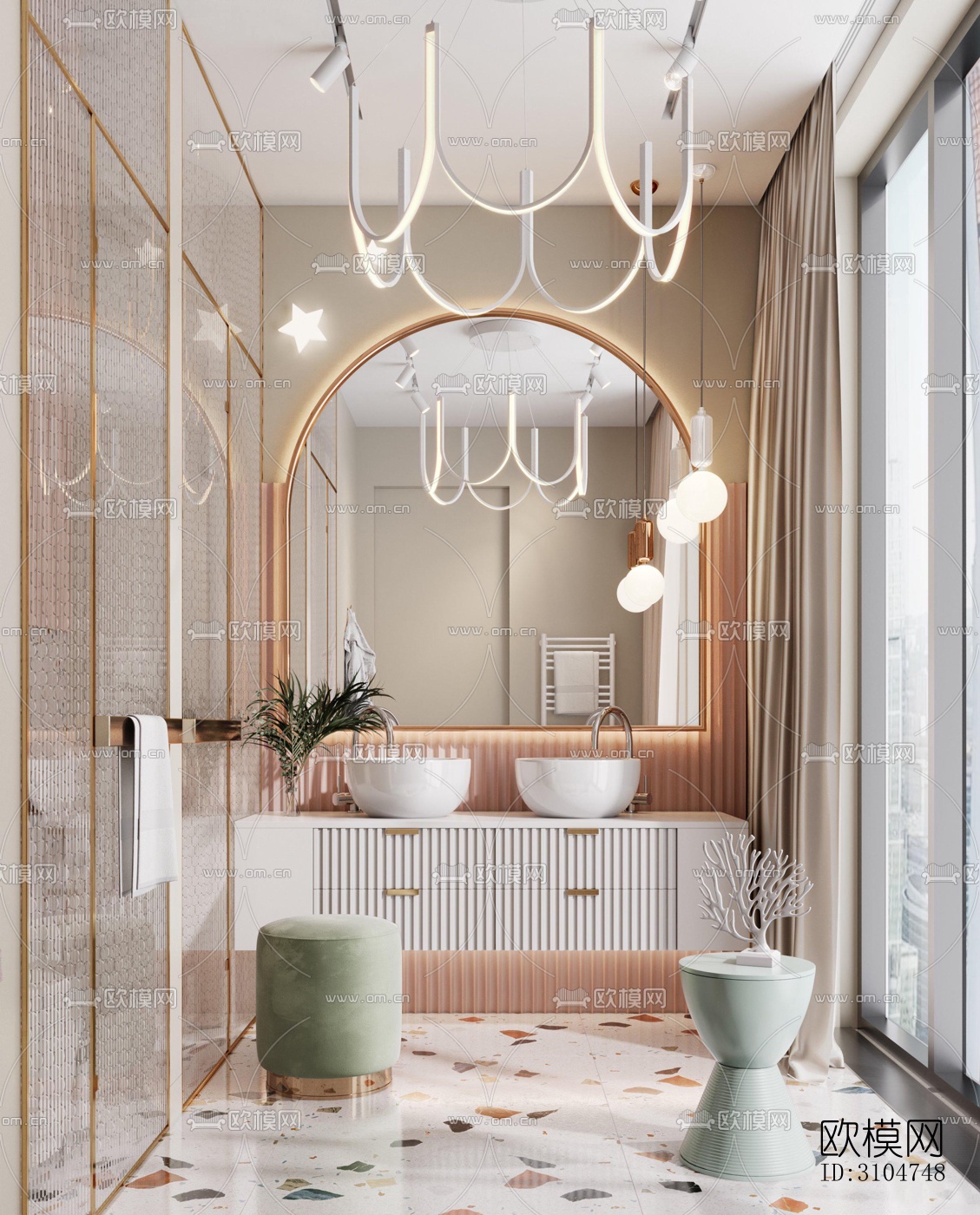 美式卫生间效果图下载（渲染图5）