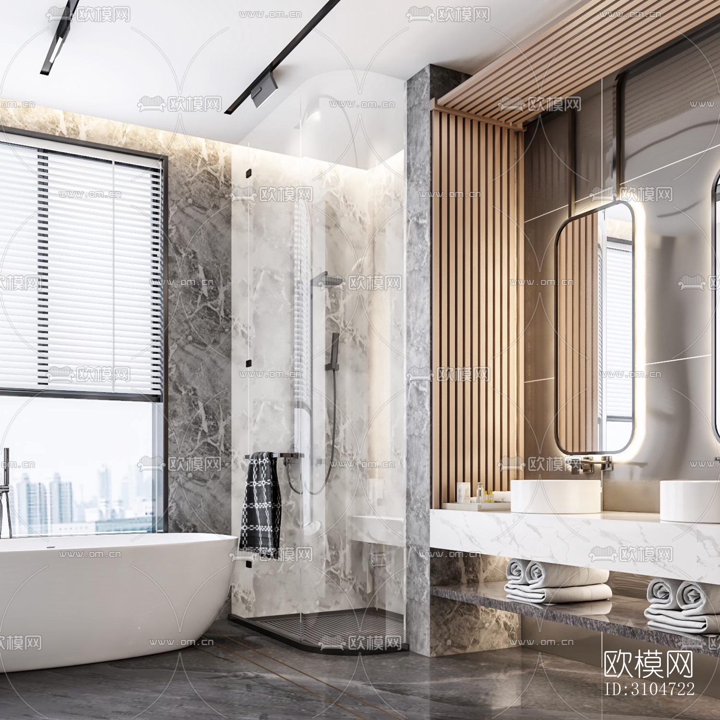 现代卫生间效果图下载（渲染图2）