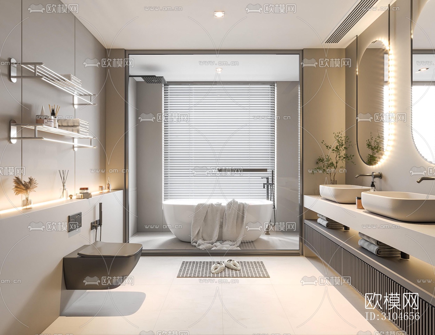 现代卫生间效果图下载（渲染图4）