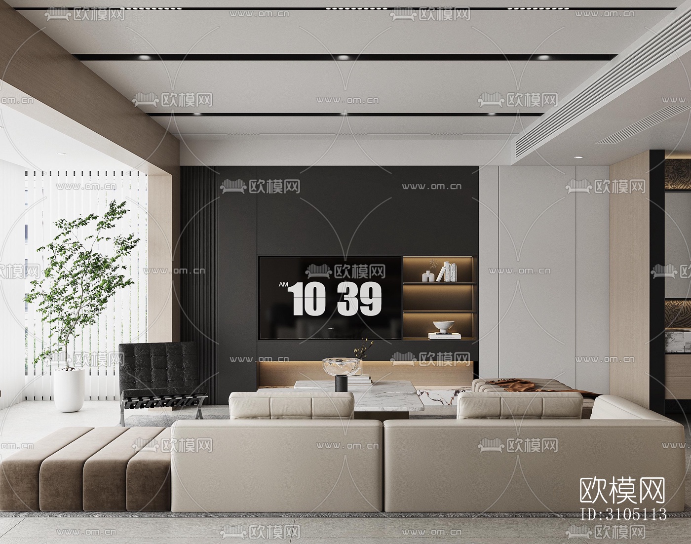 现代平层效果图下载（渲染图1）