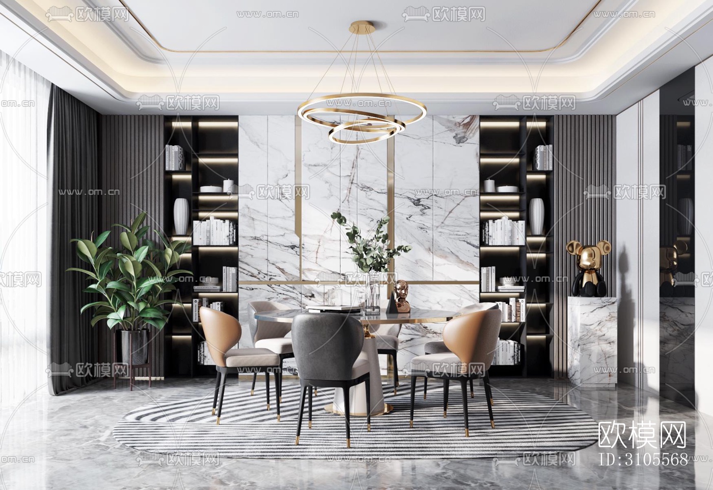 现代餐厅效果图下载（渲染图2）