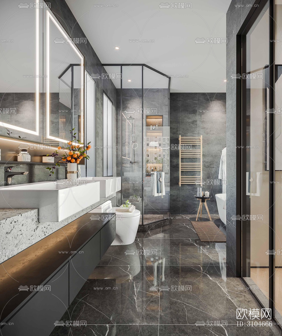 现代卫生间效果图下载（渲染图3）