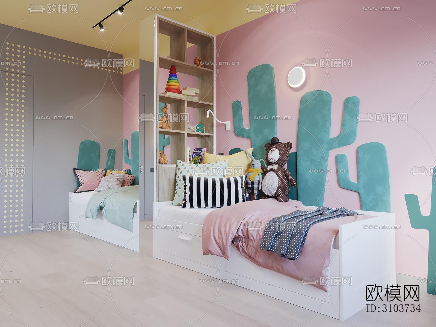 北欧儿童房效果图下载（渲染图1）