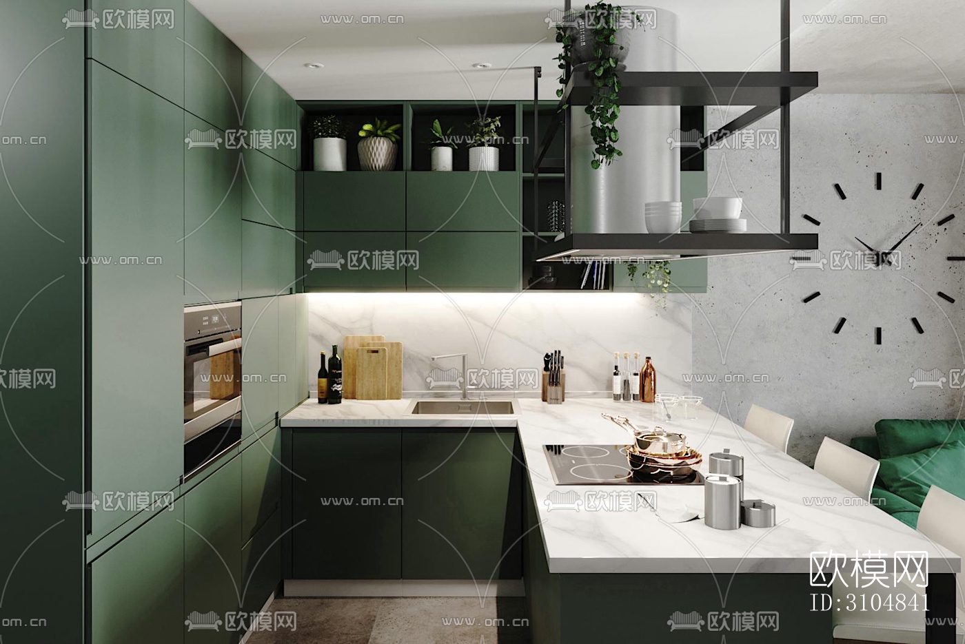 北欧厨房效果图下载（渲染图2）