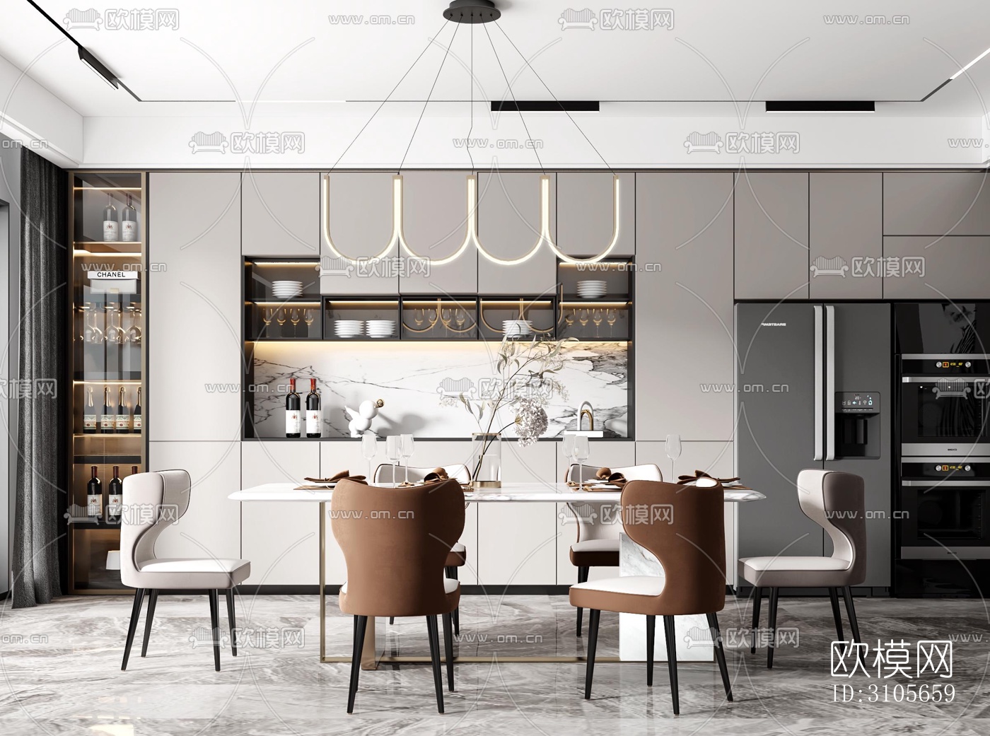 现代餐厅效果图下载（渲染图5）