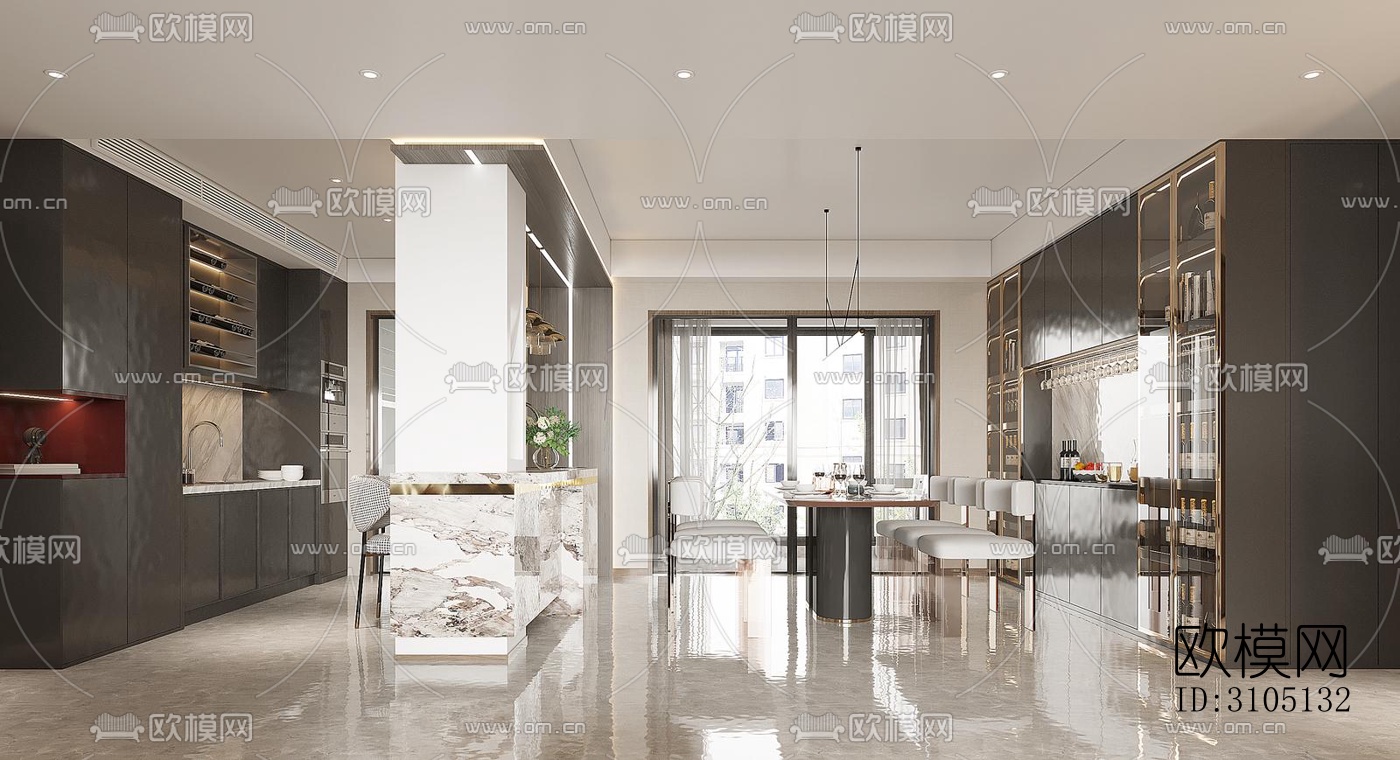 现代平层效果图下载（渲染图6）