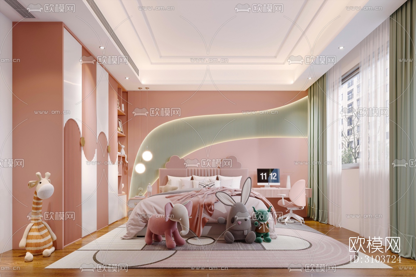 北欧儿童房效果图下载（渲染图4）