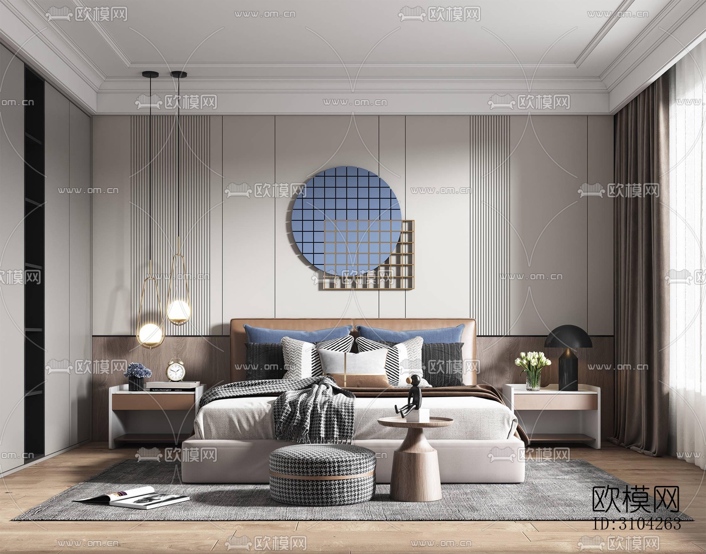 现代卧室效果图下载（渲染图4）