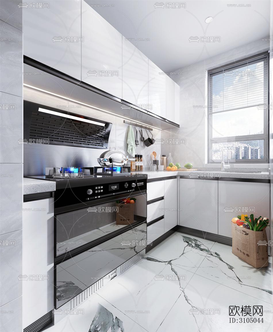 现代厨房效果图下载（渲染图5）