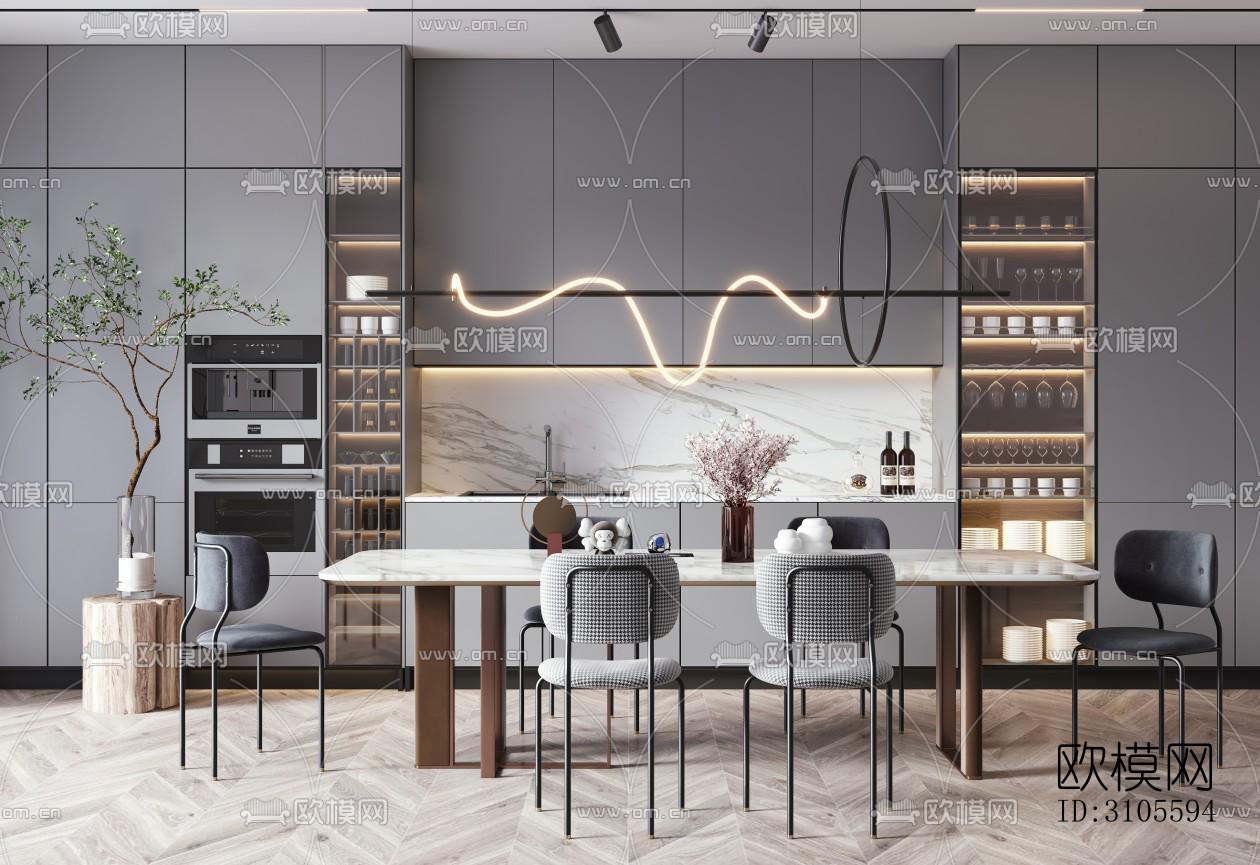 现代餐厅效果图下载（渲染图5）