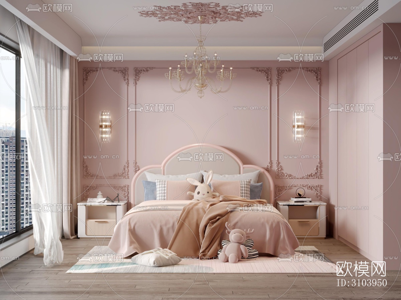 法式儿童房效果图下载（渲染图1）