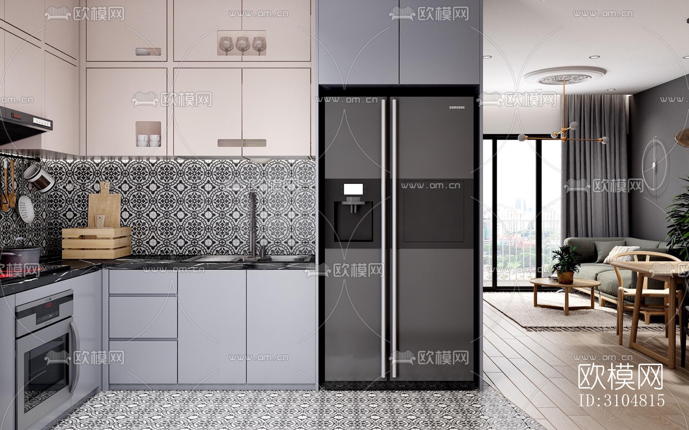 北欧厨房效果图下载（渲染图4）