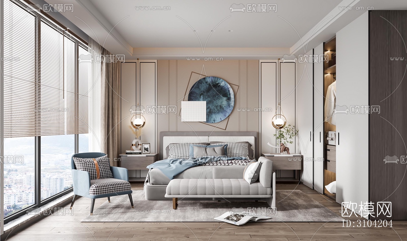 欧式卧室效果图下载（渲染图4）