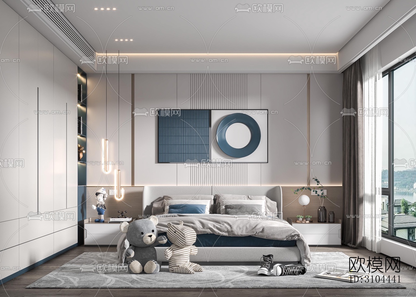 现代卧室效果图下载（渲染图4）
