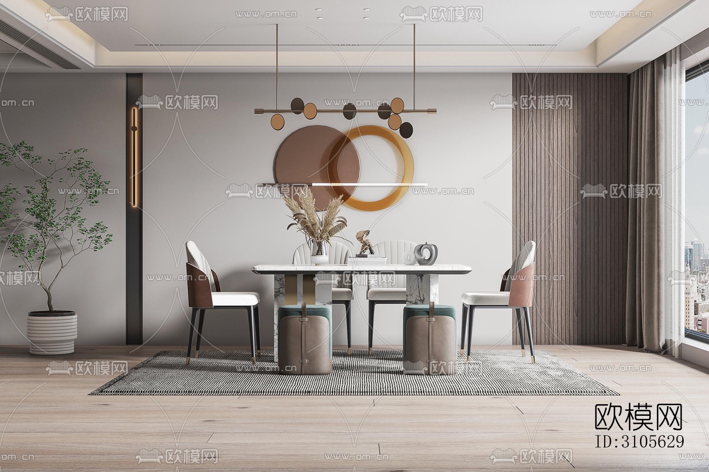 现代餐厅效果图下载（渲染图2）