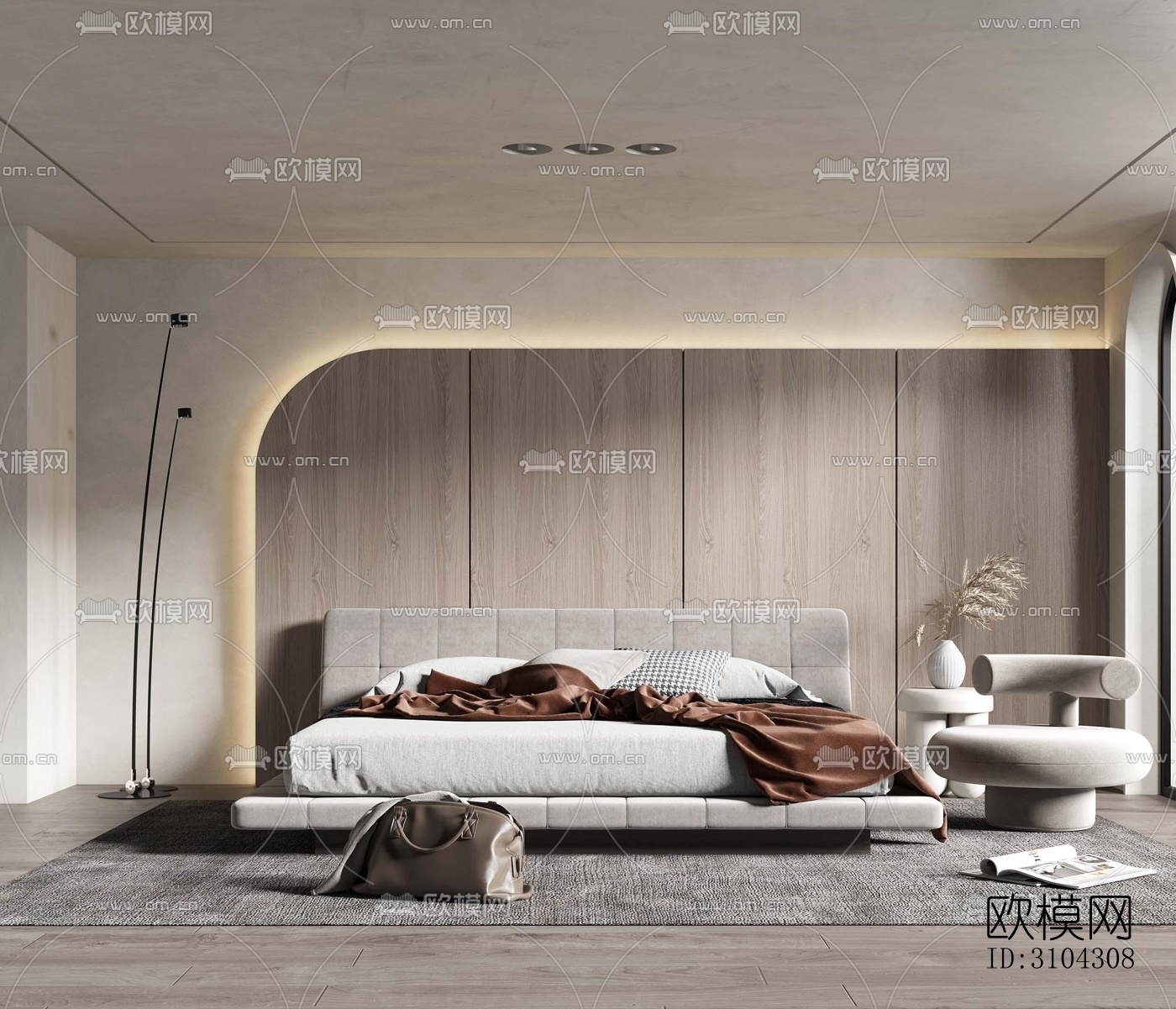 现代卧室效果图下载（渲染图3）