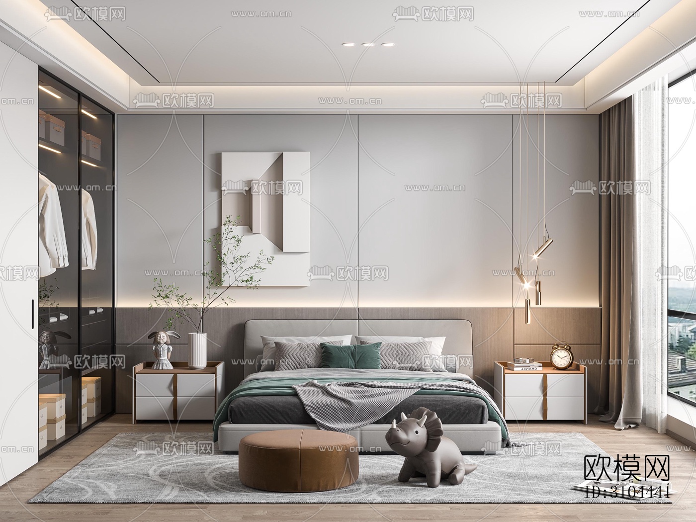 现代卧室效果图下载（渲染图2）