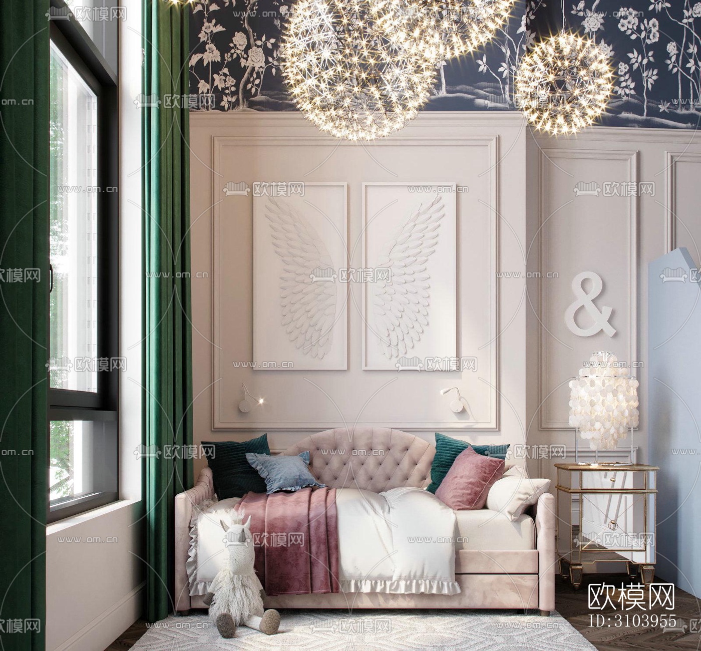 法式儿童房效果图下载（渲染图2）