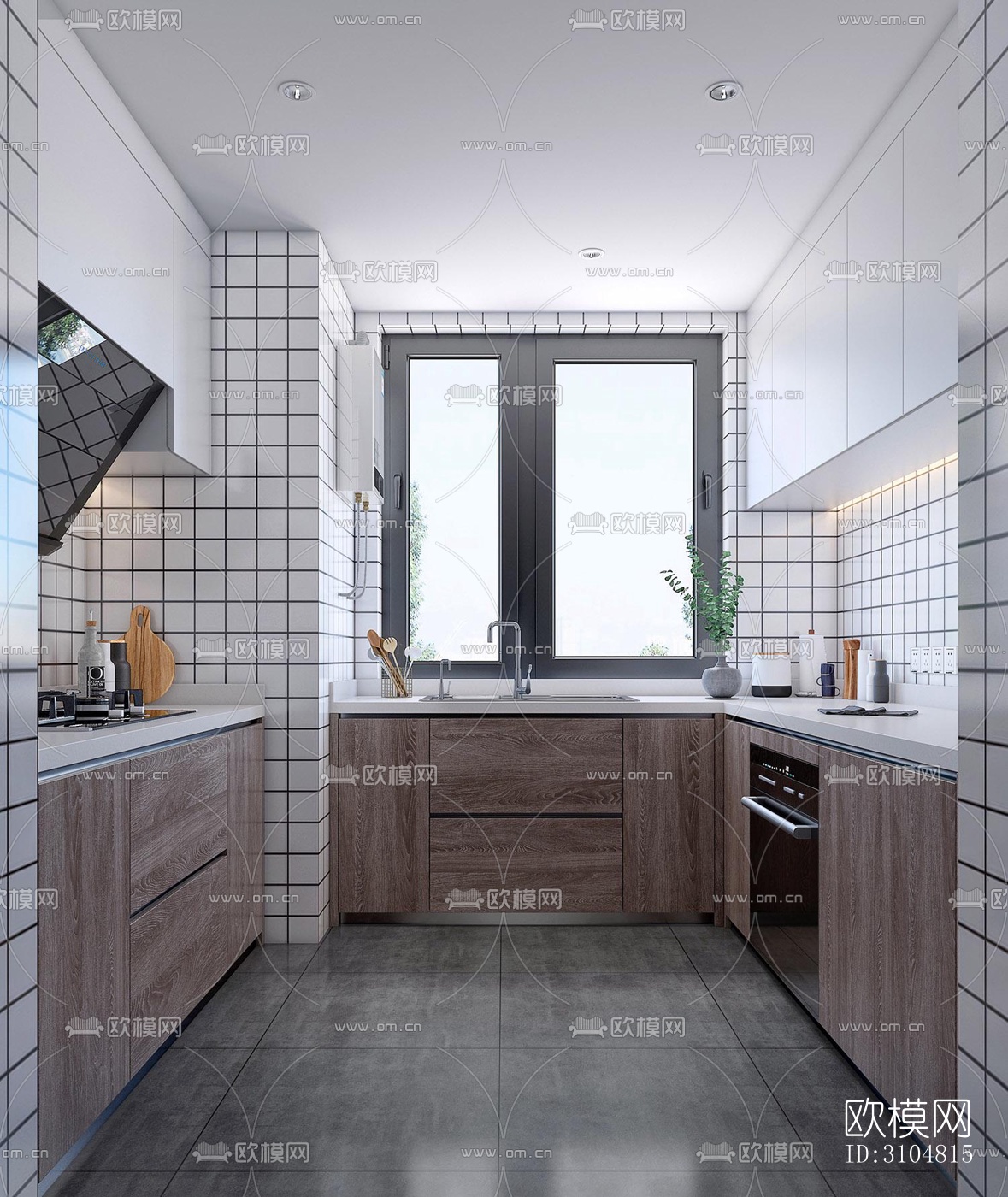 北欧厨房效果图下载（渲染图5）