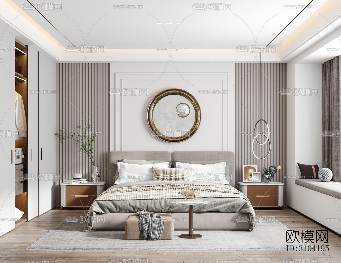 欧式卧室效果图下载（渲染图4）