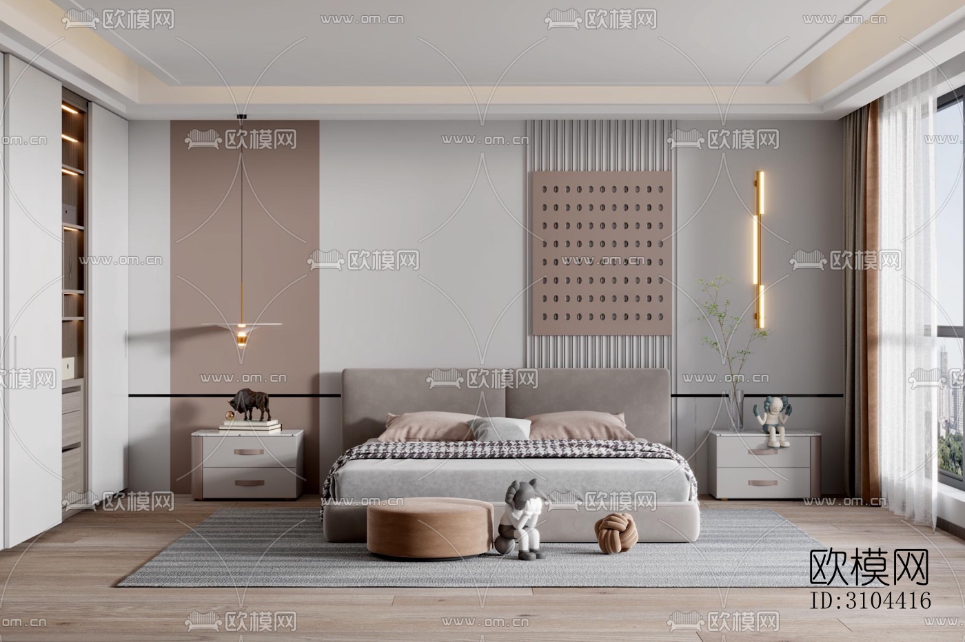 现代卧室效果图下载（渲染图3）