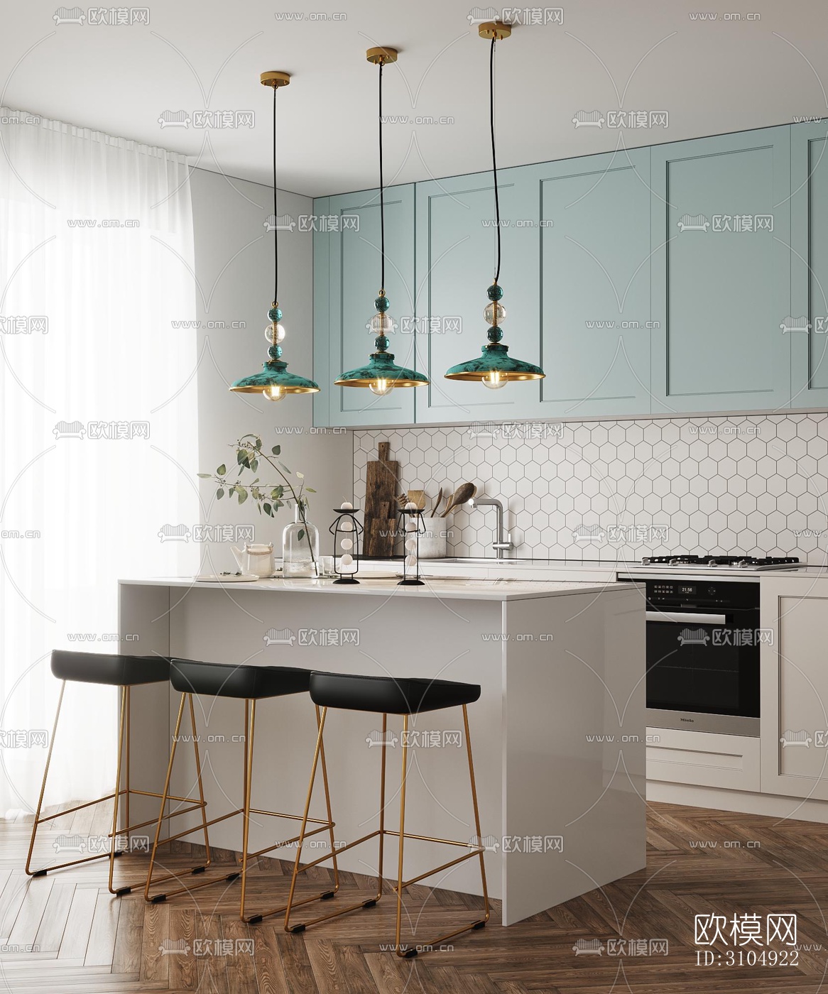 法式厨房效果图下载（渲染图3）