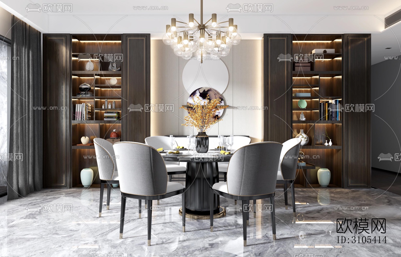 现代餐厅效果图下载（渲染图5）