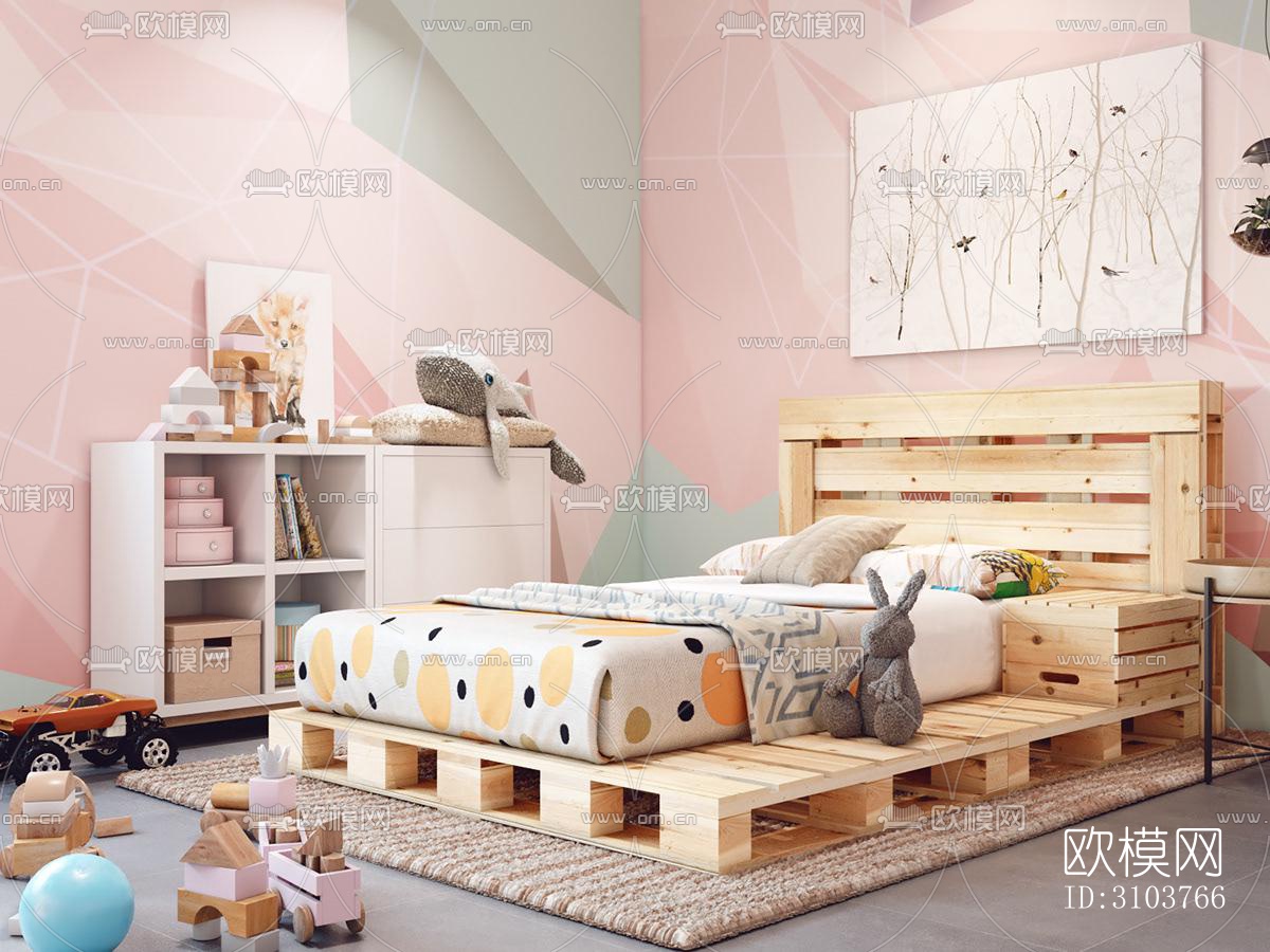 北欧儿童房效果图下载（渲染图5）