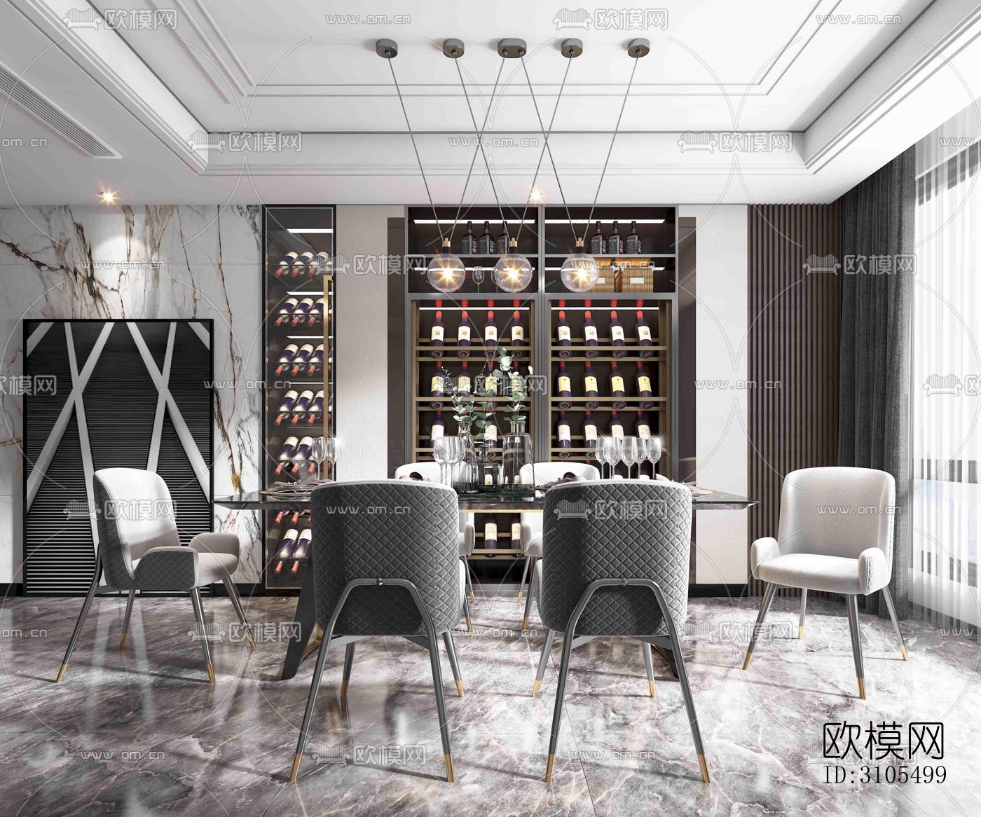 现代餐厅效果图下载（渲染图5）
