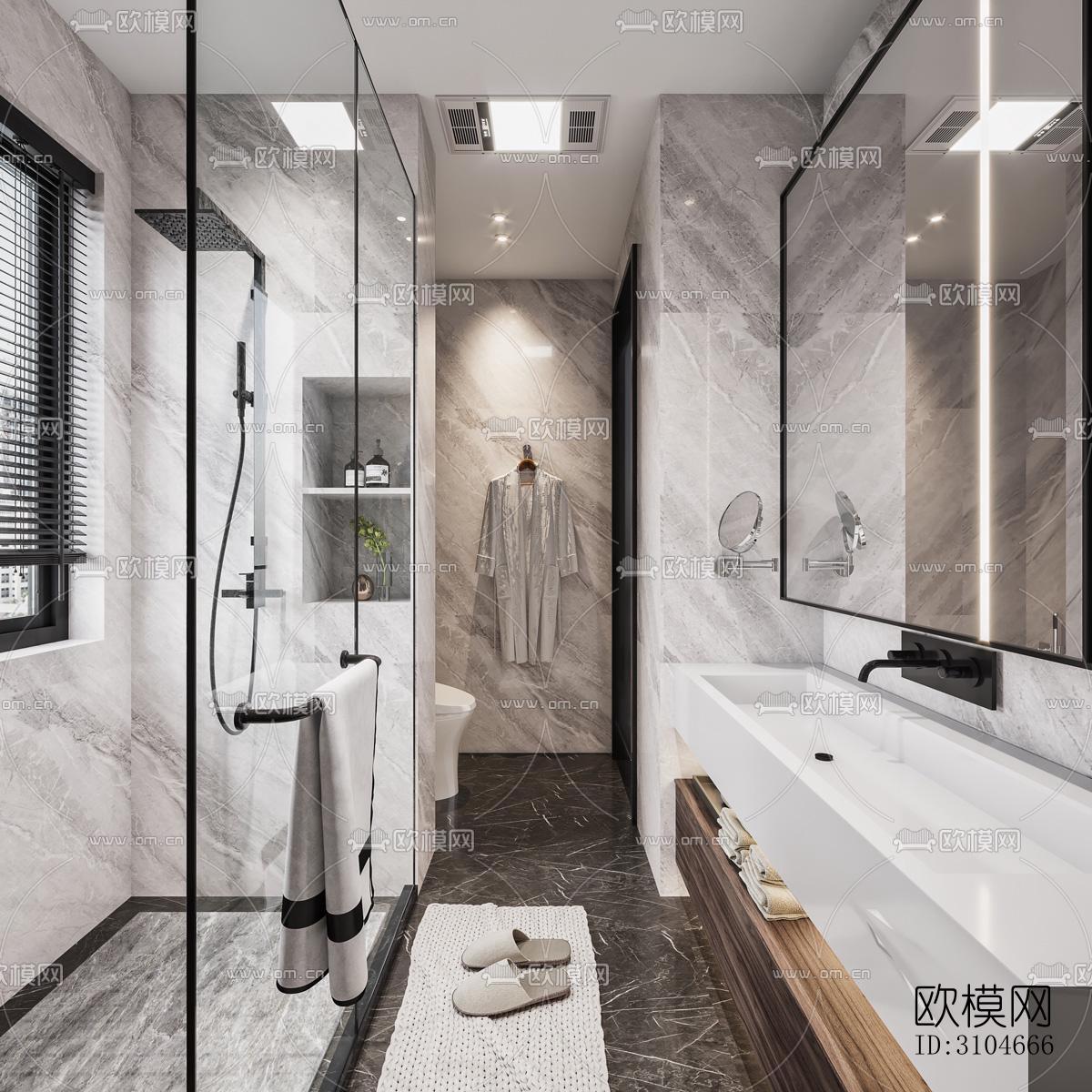 现代卫生间效果图下载（渲染图1）