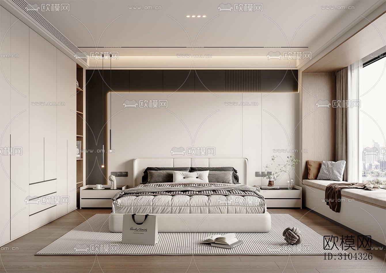 现代卧室效果图下载（渲染图3）