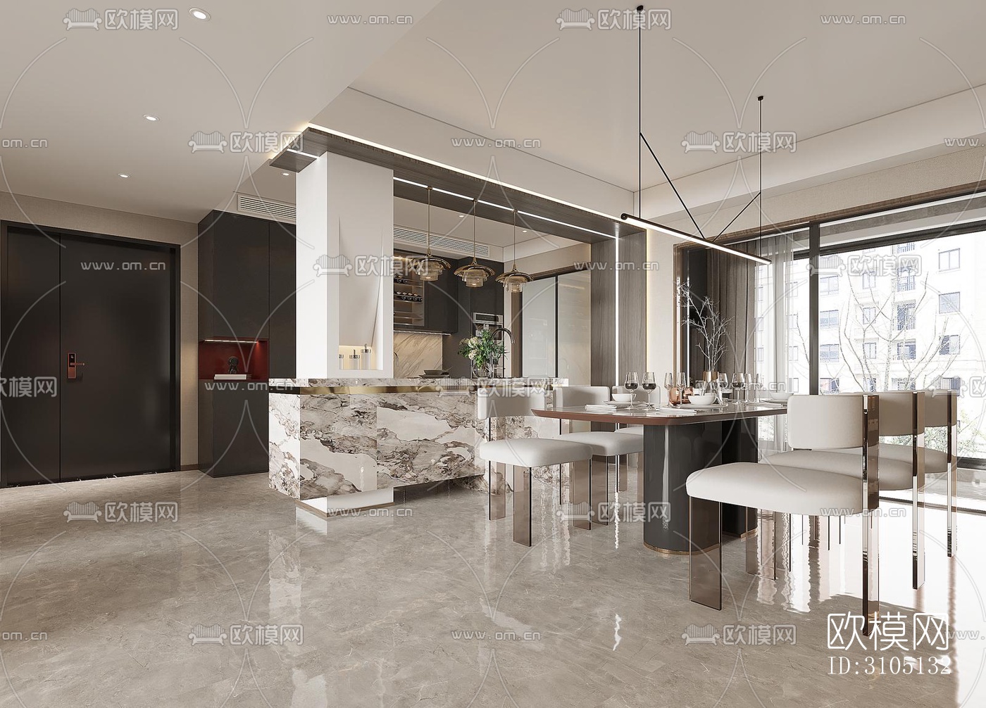 现代平层效果图下载（渲染图11）