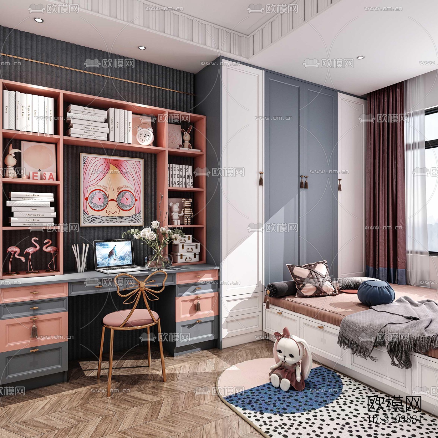 北欧儿童房效果图下载（渲染图1）