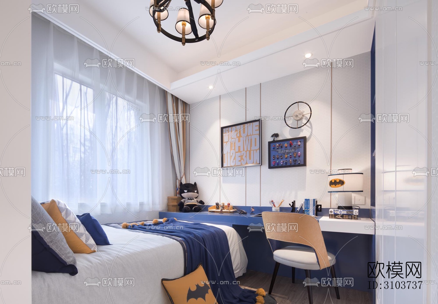 北欧儿童房效果图下载（渲染图3）