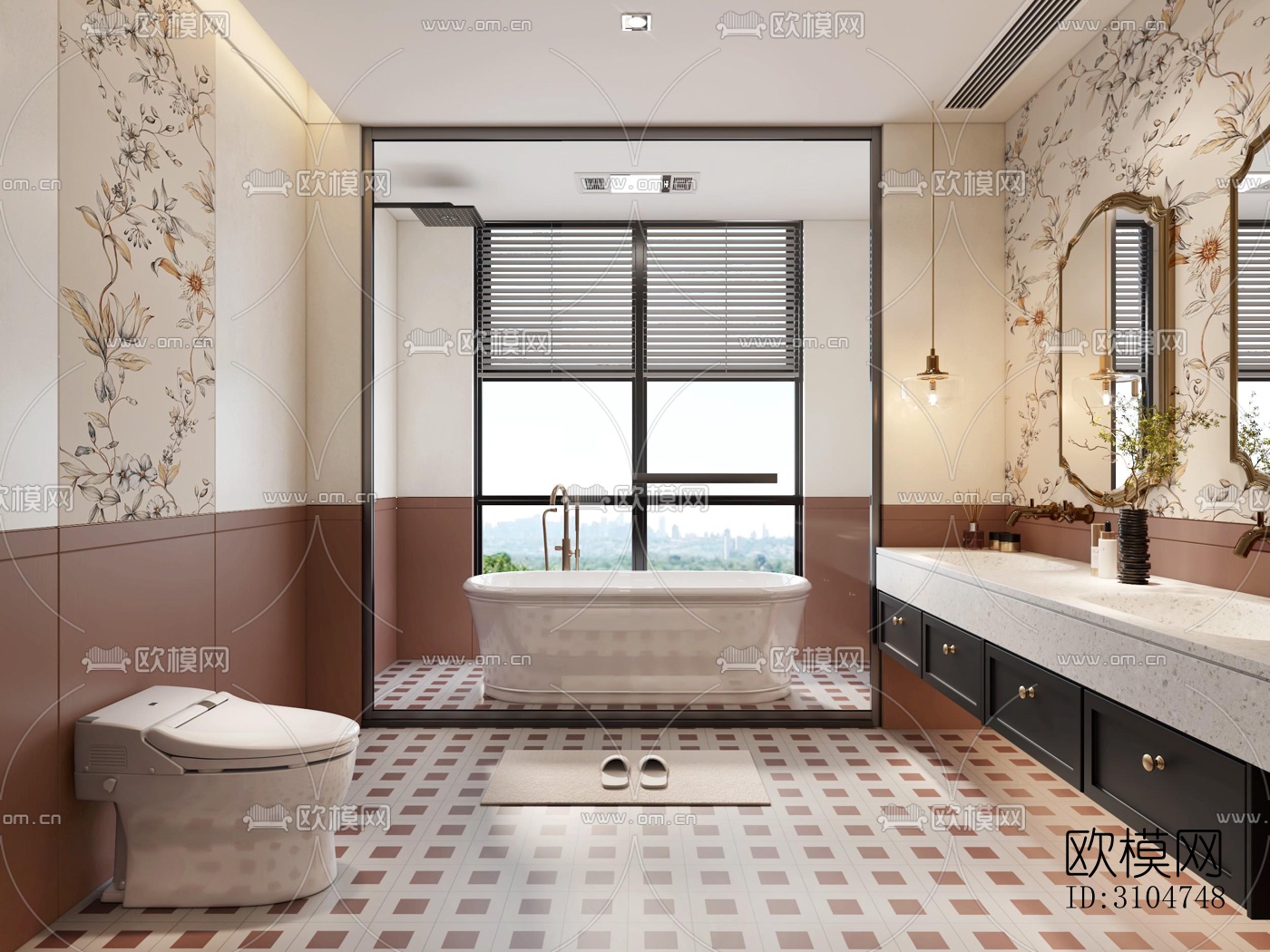 美式卫生间效果图下载（渲染图2）
