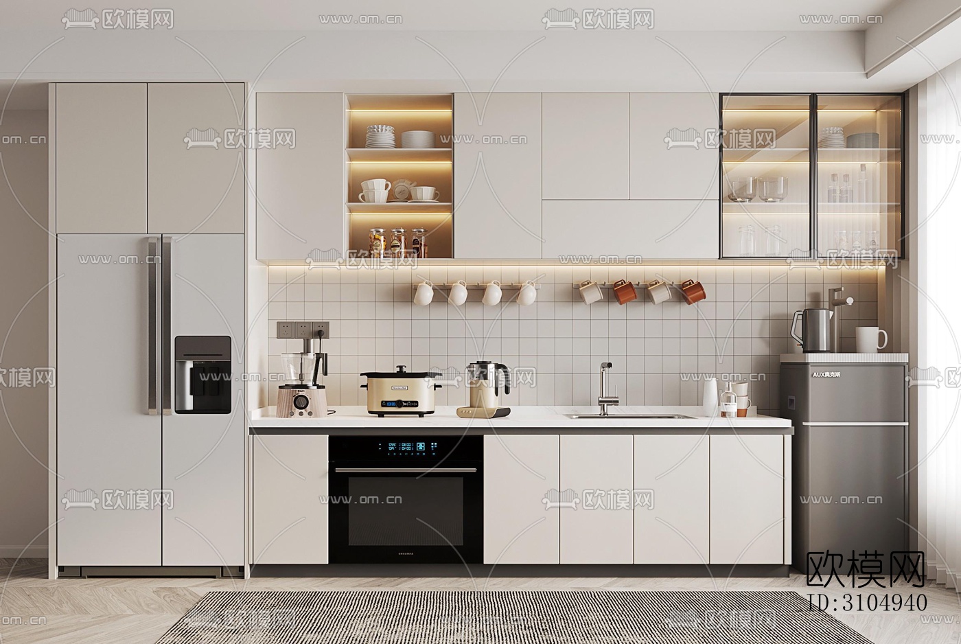 现代厨房效果图下载（渲染图6）
