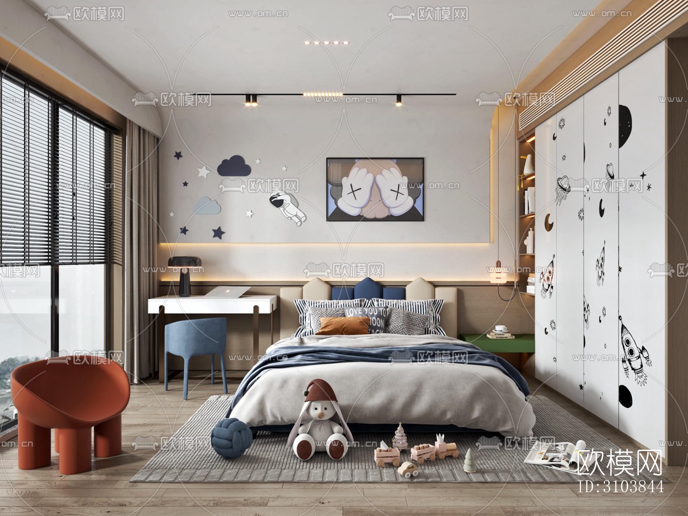 北欧儿童房效果图下载（渲染图1）