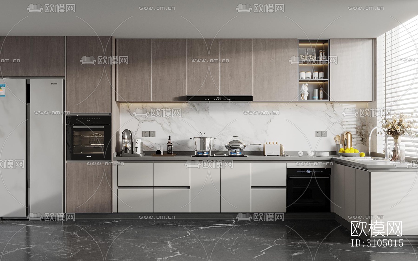 现代厨房效果图下载（渲染图2）