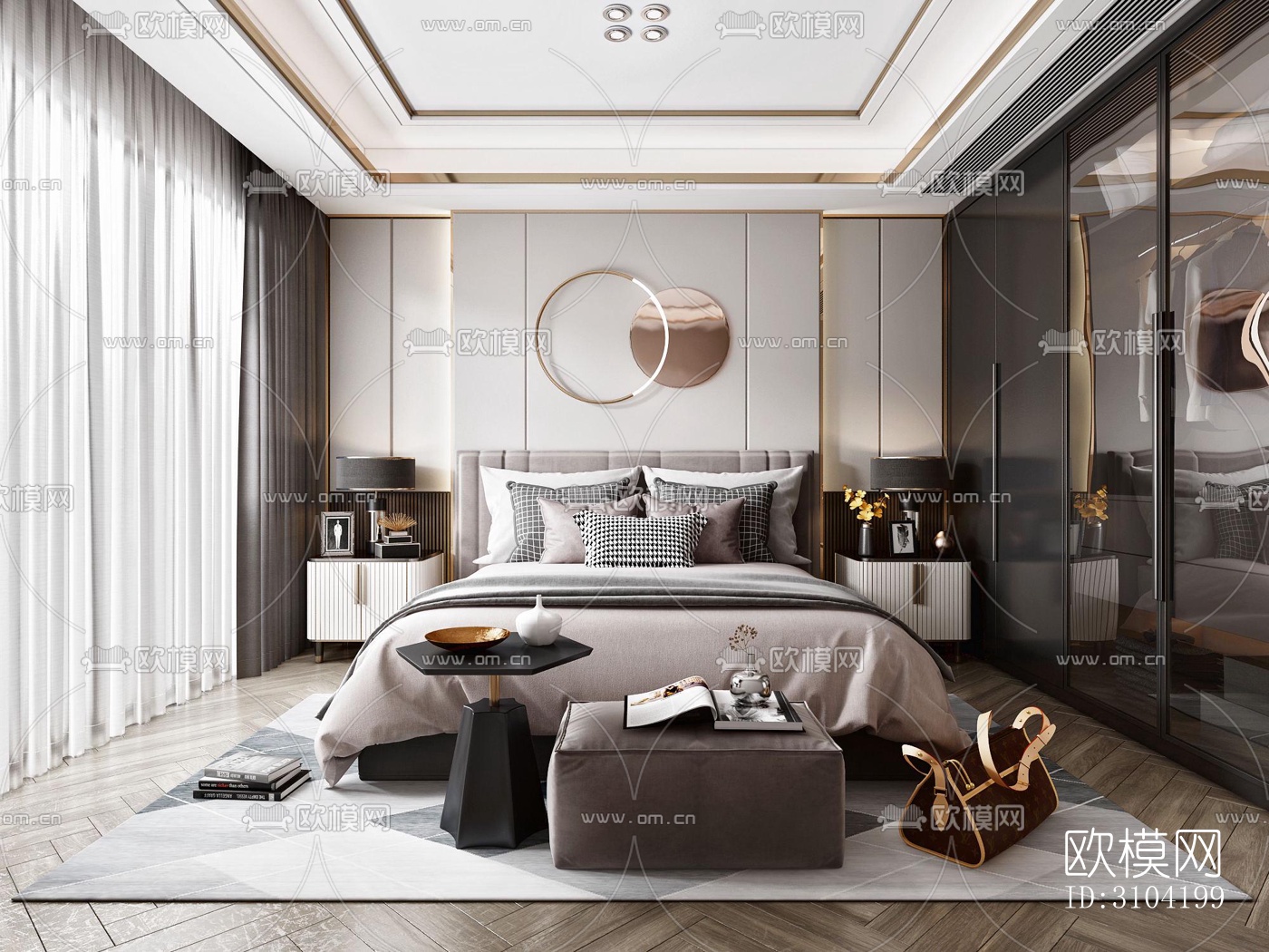 欧式卧室效果图下载（渲染图1）