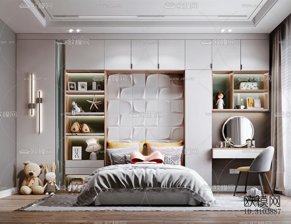 北欧儿童房效果图下载（渲染图1）