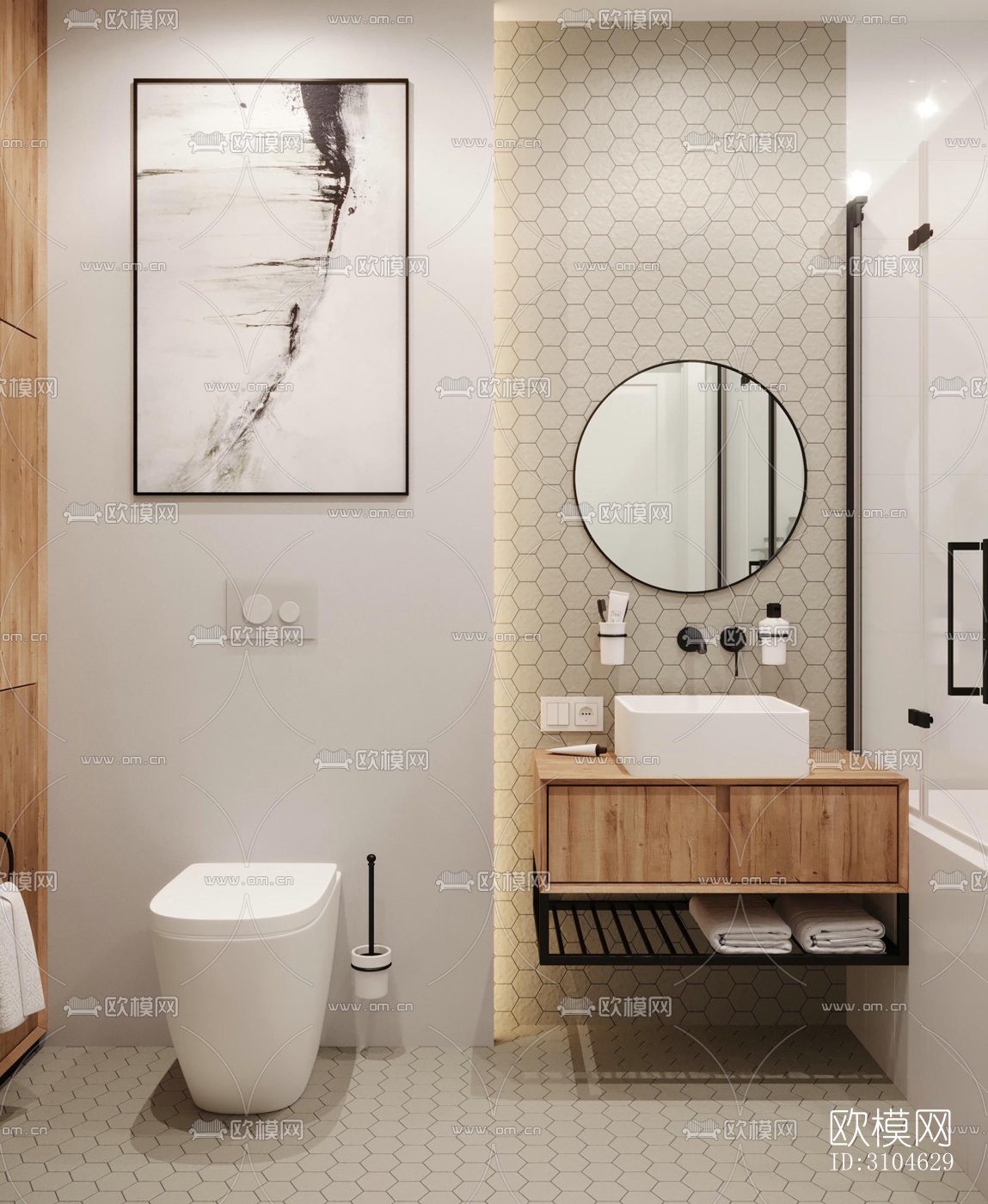 现代卫生间效果图下载（渲染图2）