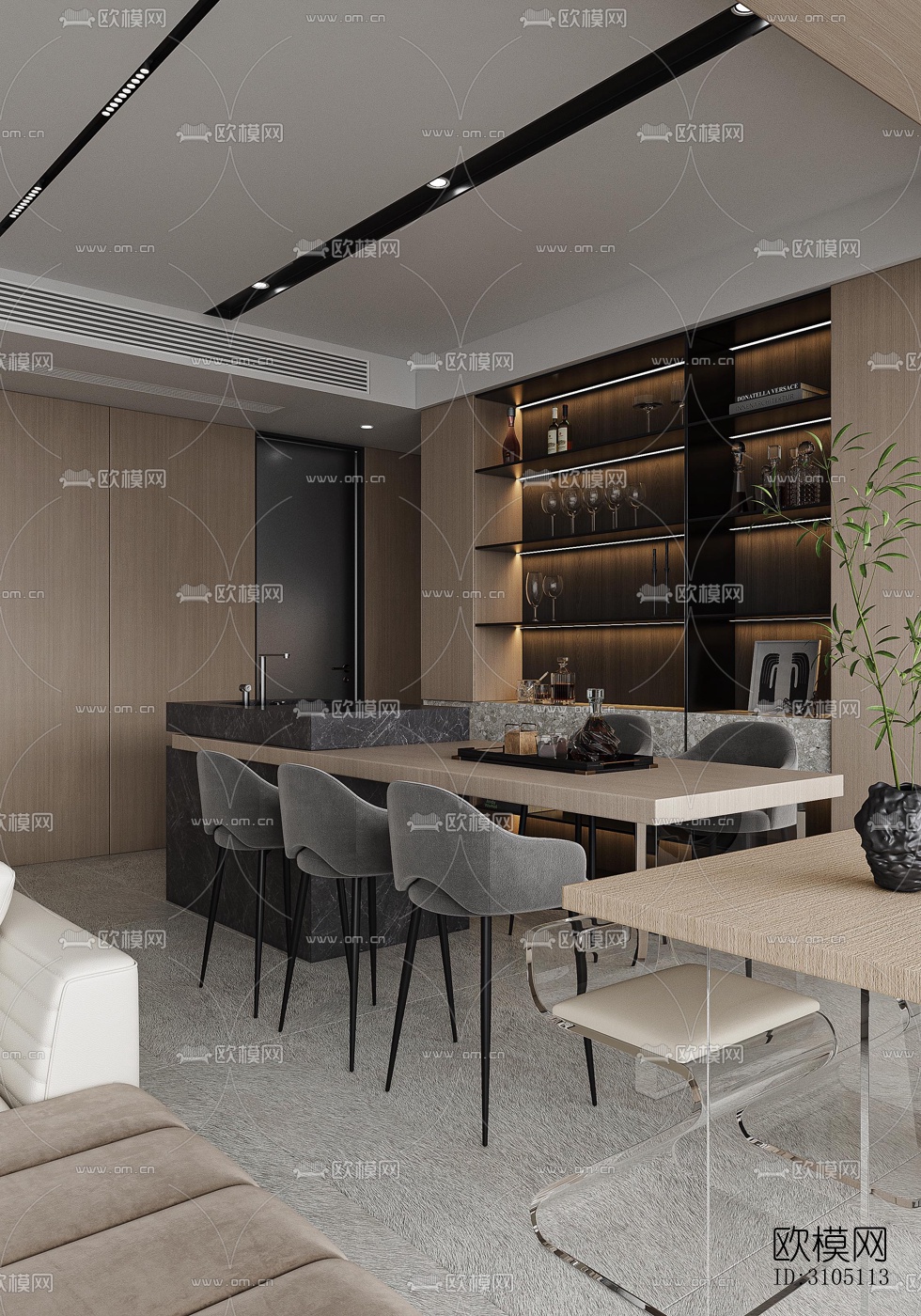 现代平层效果图下载（渲染图15）