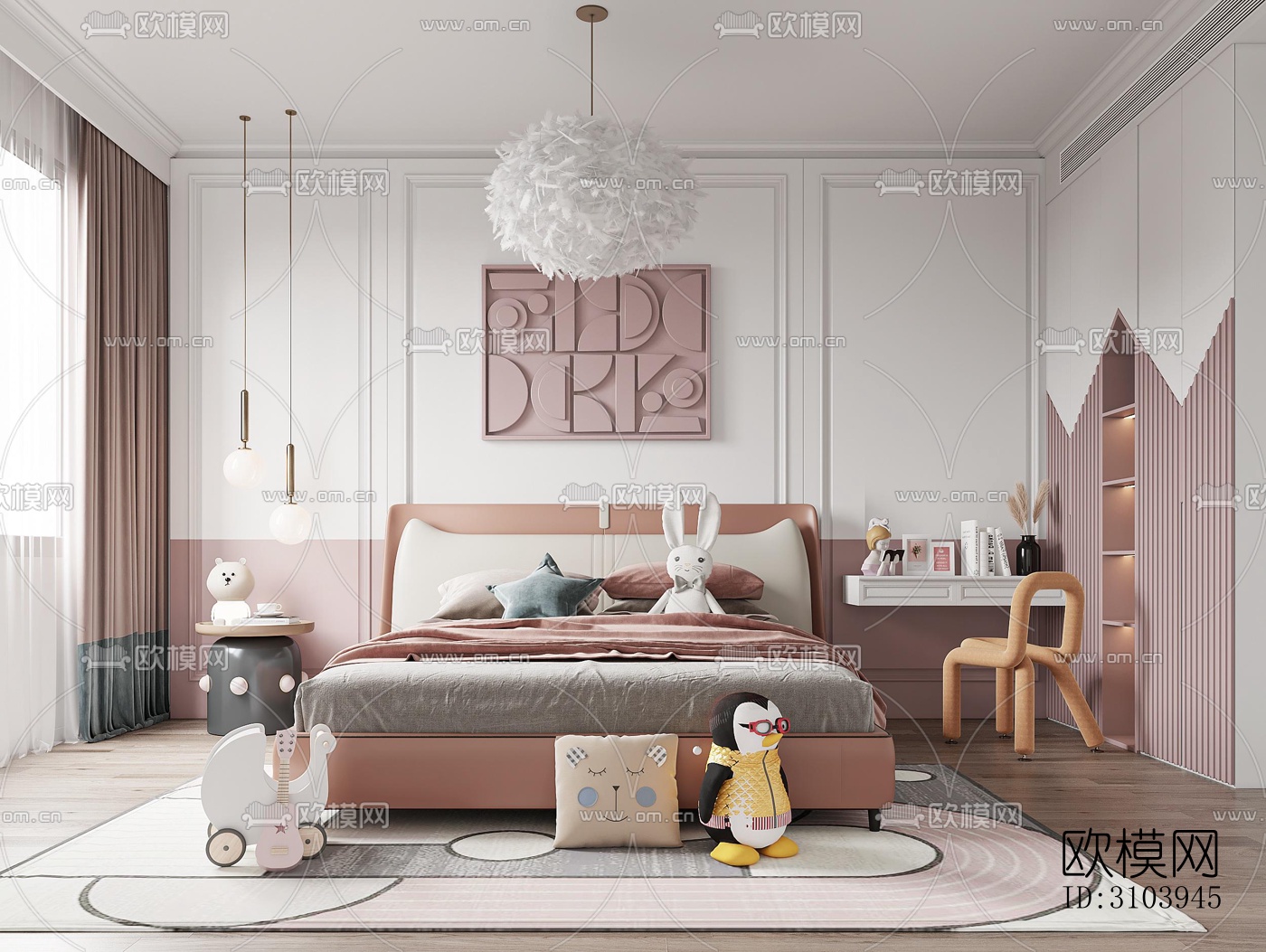 法式儿童房效果图下载（渲染图3）