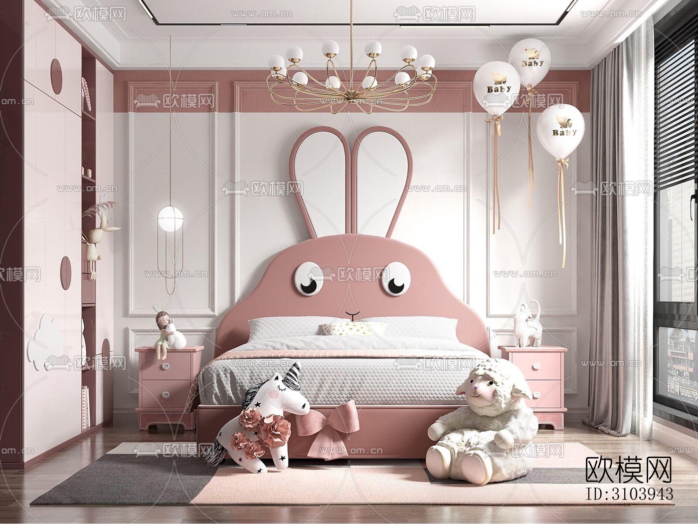 欧式儿童房效果图下载（渲染图5）